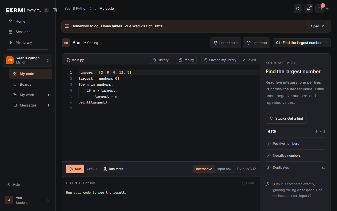 My code: an activity with its tests